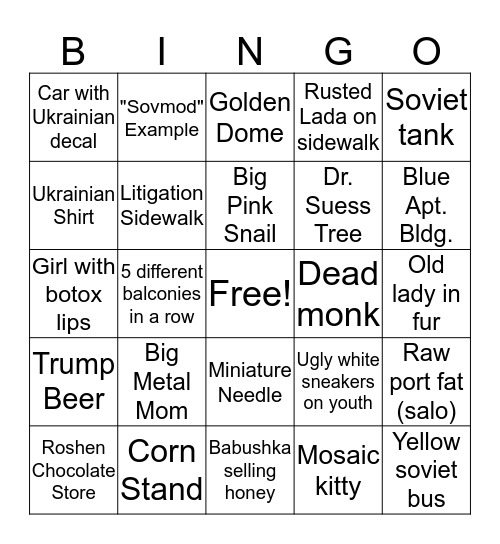 UKRAINIAN BINGO!! Bingo Card