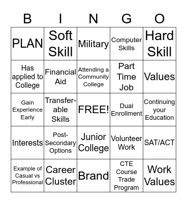 Career Bingo Card