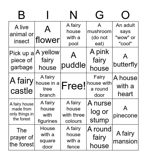 Fairy Forest Bingo Card