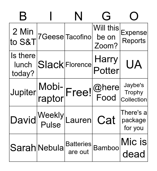 Operation Bingo Card