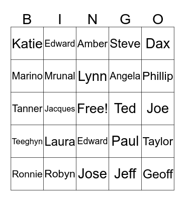 FBO Family Bingo Card