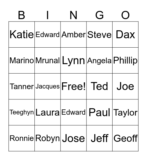 FBO Family Bingo Card