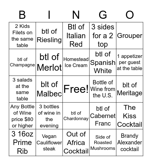 Untitled Bingo Card