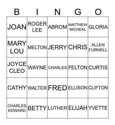 FAMILY BINGO Card