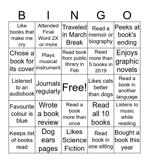 Final Word Bingo Card