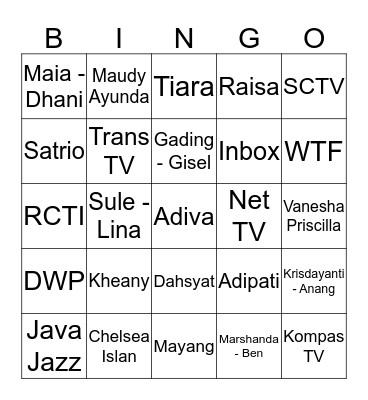 Gracia’s Bingo Card