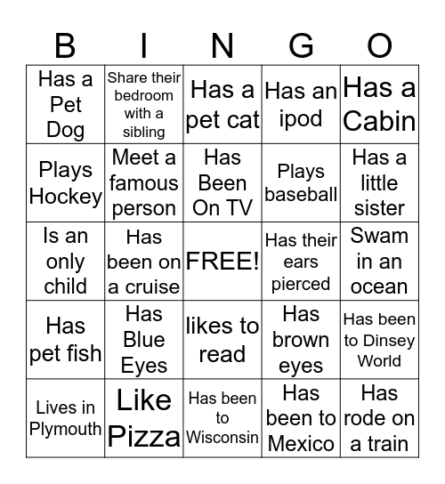 Human Bingo Card