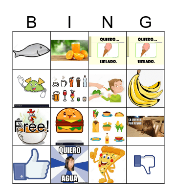 Comida y bebidas Bingo Card