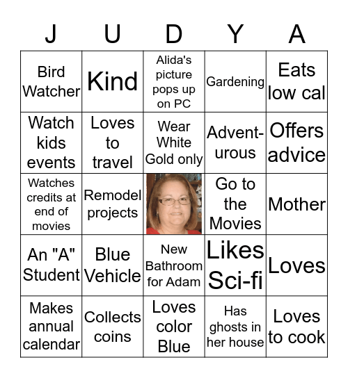 JUDY's BIRTHDAY BINGO! Bingo Card