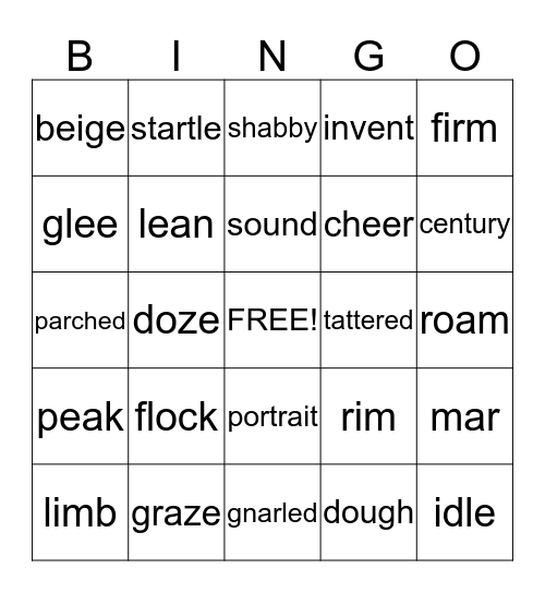 Wordmaster 2 Bingo Card