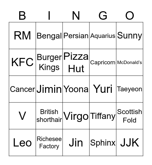 Bingo bing Nay Bingo Card