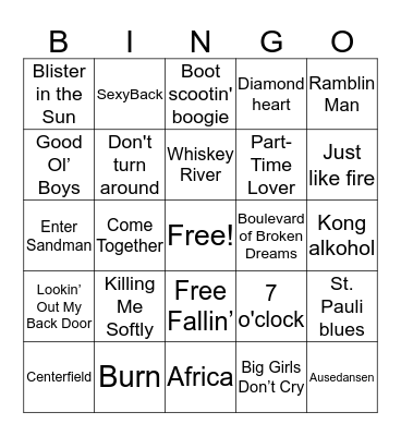 Music Bingo Card