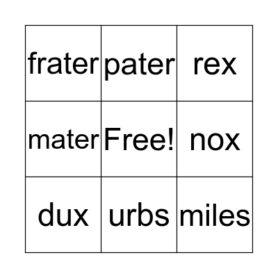 Third declension nouns Bingo Card