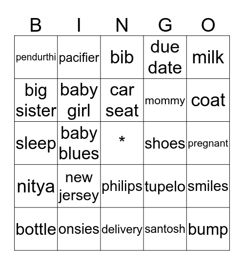 BABY-2 Bingo Card
