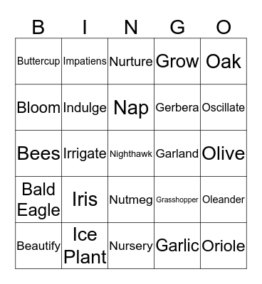 Garden Club of Laguna Woods Bingo Card