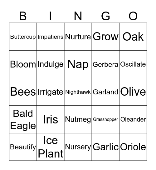 Garden Club of Laguna Woods Bingo Card