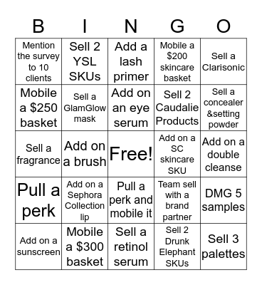 Boost Sales Bingo Card