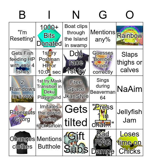 Popesquidward's Hundo Bingo Card