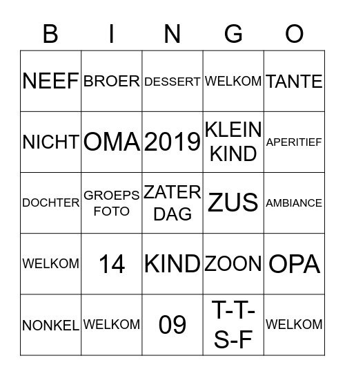 FAMILIEFEEST COLPAERT Bingo Card