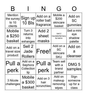Boost Sales Bingo Card