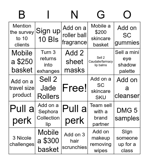 Boost Sales Bingo Card