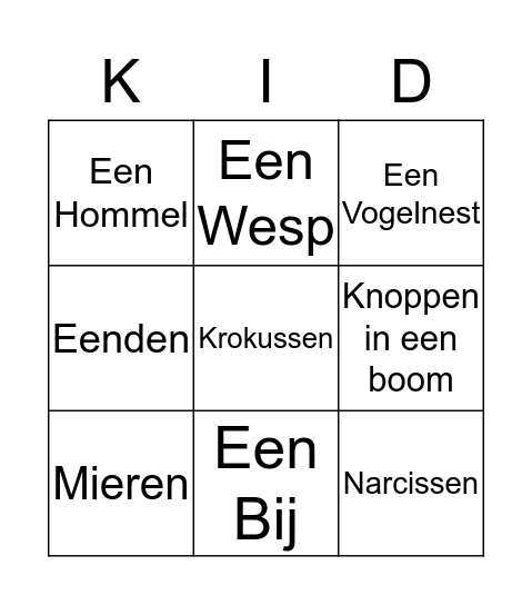 Lente Bingo Card