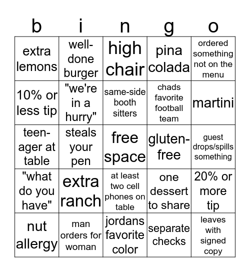 Aspen Bingo Card