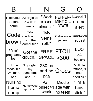 ER BINGO Card
