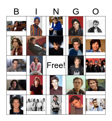 Hollywood Heart-Throbs Bingo Card