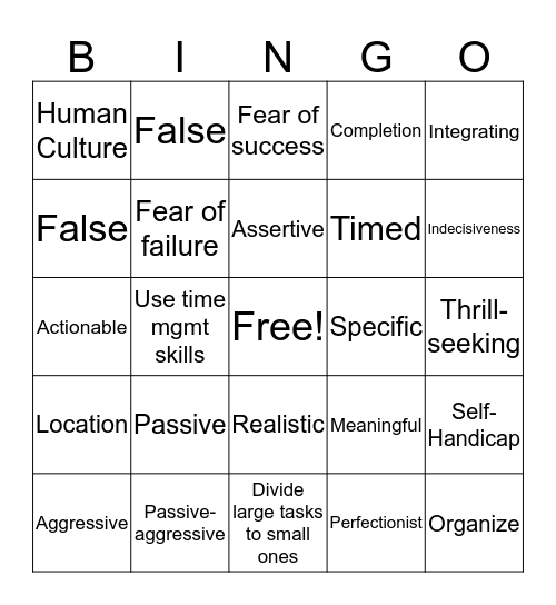 Exam #2 Units 4,5,6,7 Bingo Card