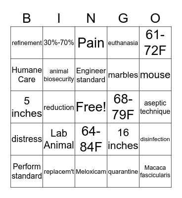 AAALAC Pfun  Bingo Card