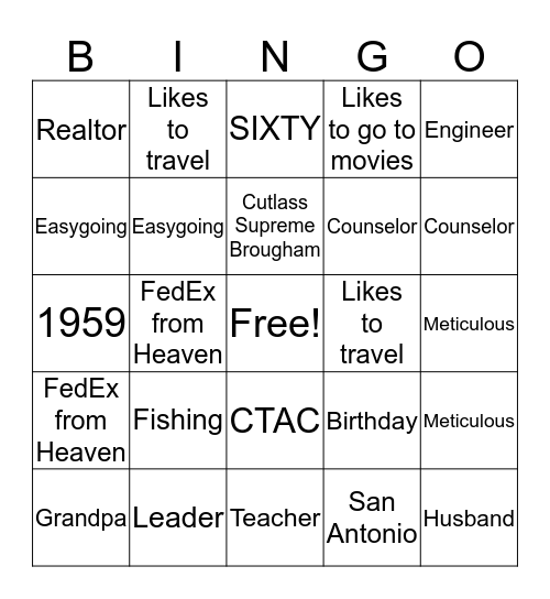 David Allen Bingo Card