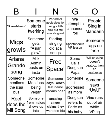 BINGO!!!!  Bingo Card