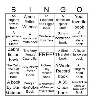 Call Number Bingo Card