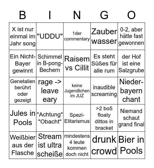 Munich Tournament Bingo Card