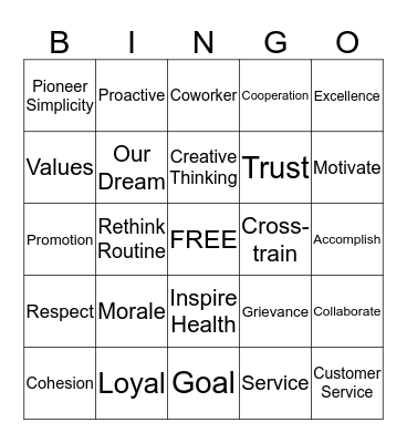 Teambuilding BINGO Card