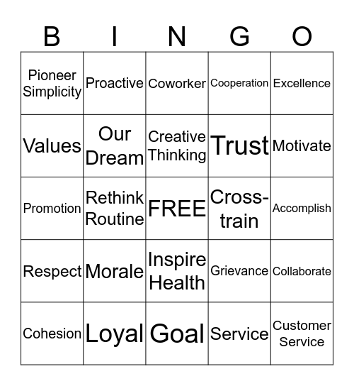 Teambuilding BINGO Card