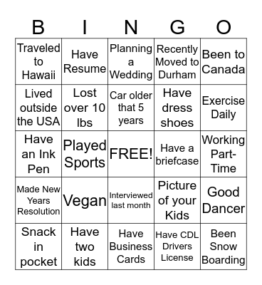 PPNA Bingo Card