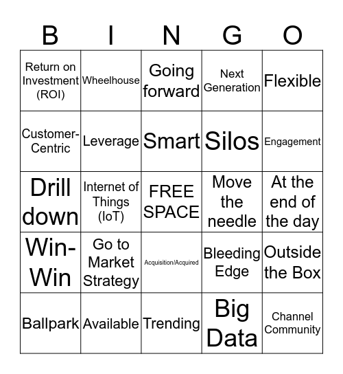 2019 Xchange Bingo Card