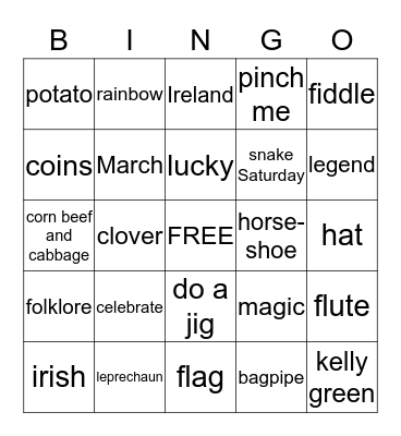 St. Patty's Day Bingo Card