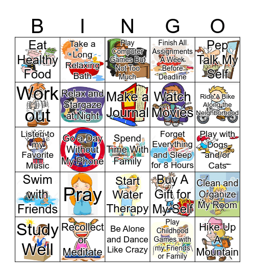 25 Self-Care Do-Ables Bingo Card