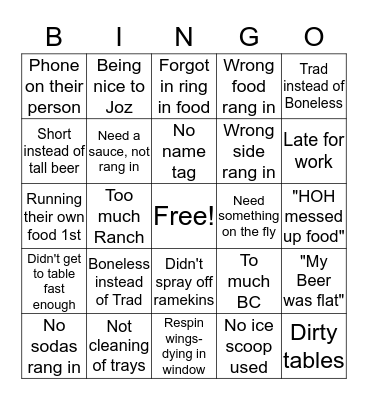 Server Bingo!!!! Bingo Card