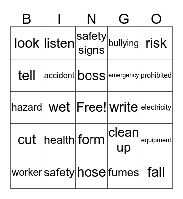 Work Health and Safety Bingo Card