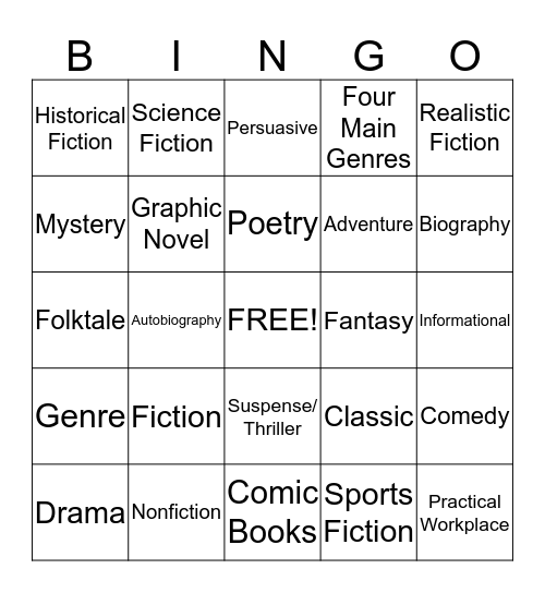 Genre Bingo Card