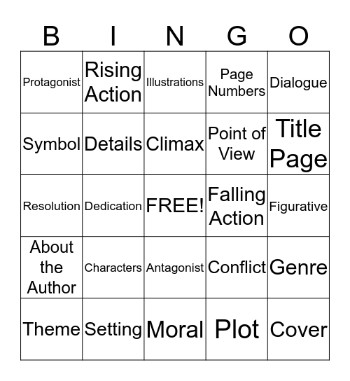 Elements of the Story Bingo Card