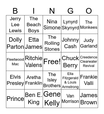 Music Bingo Card
