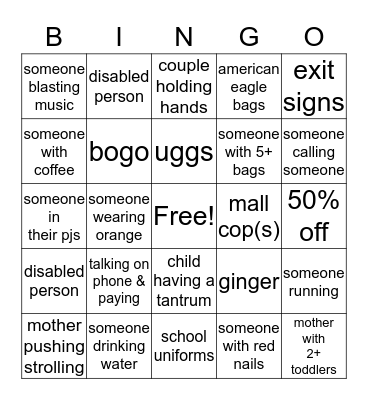 A&S Bingo Card