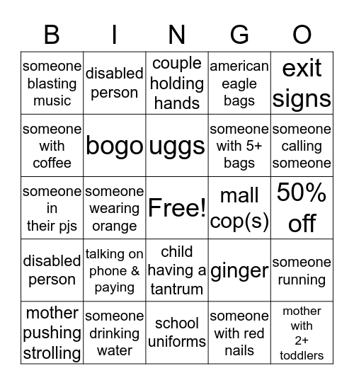 A&S Bingo Card