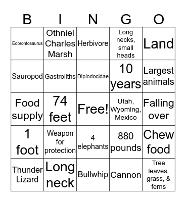 Bronto Bingo Card