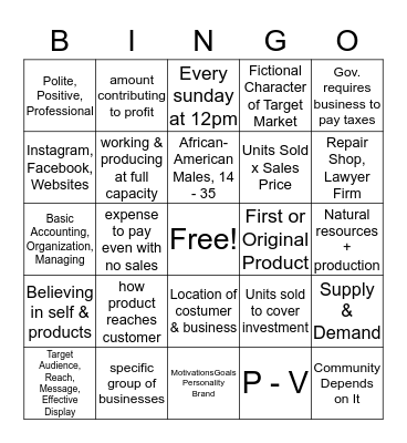 Business Skills Review  Bingo Card